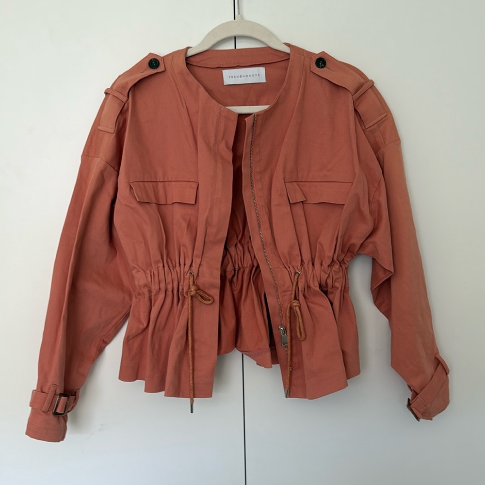 Frenchmauve cinched waste zip up jacket - No size